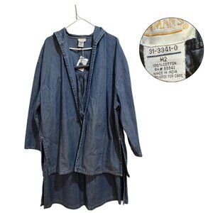 Roaman’s Denim Hooded Jacket & Maxi Skirt Set | Boho Cotton L
